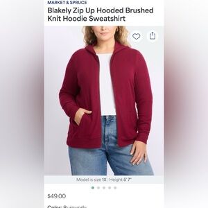 Market & Spruce Maroon Knit Hoodie 1X Stitch Fix